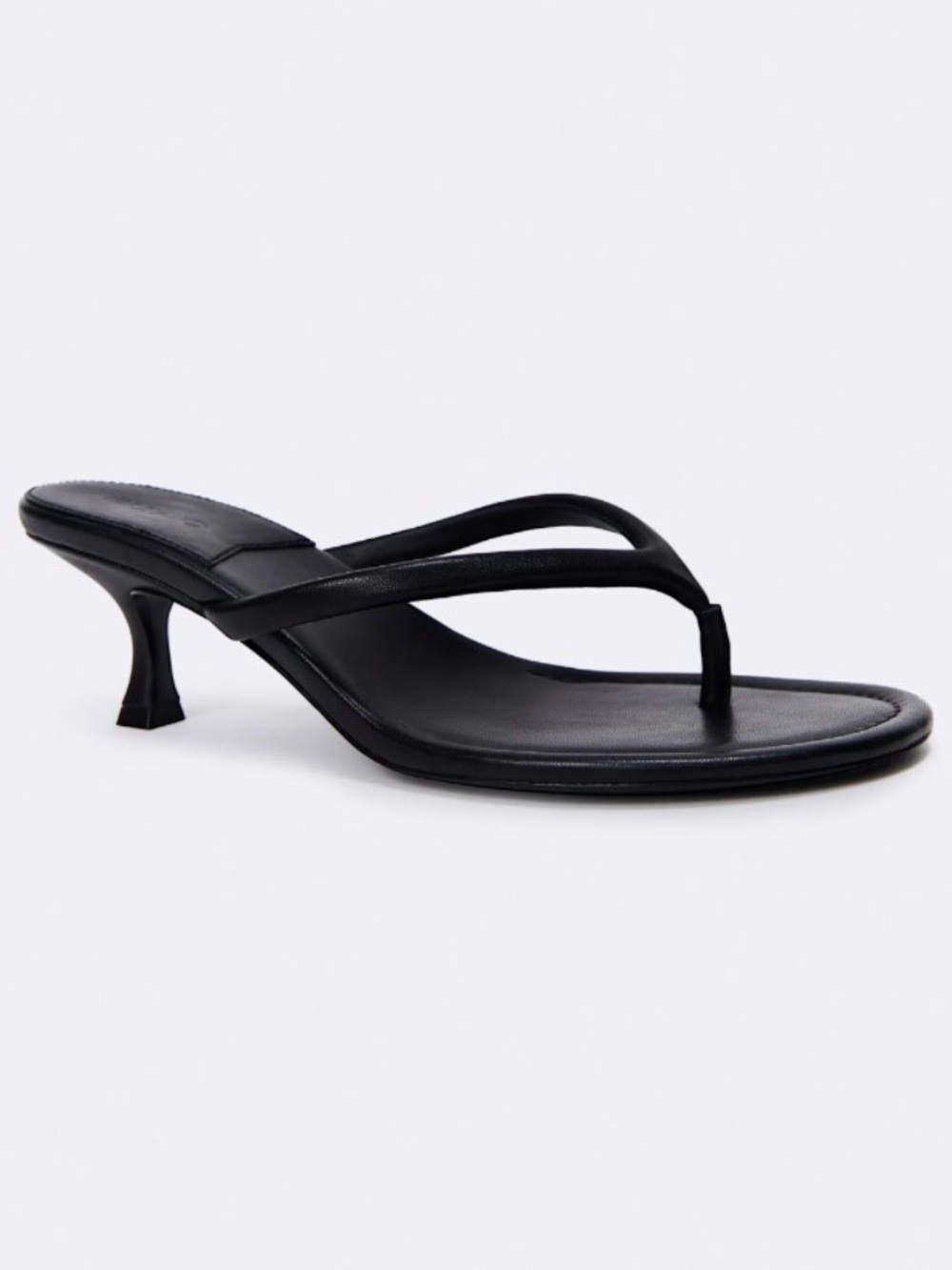 Danielle Guizio Black Leather Kitten Heel Thong